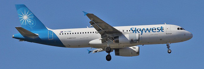 Skywest airplane flying